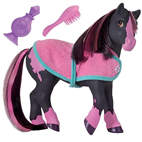 Breyer Color Changing Bath Toy, Jasmine the Horse, Black / Pink with Surprise White Color,  7" x 7.5"