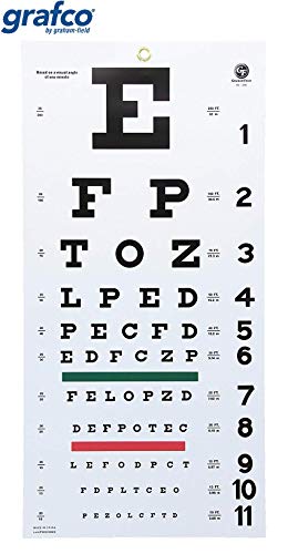 Graham-Field 1240 Grafco Snellen Eye Chart, Plastic with Non-Reflective Matte Finish, 22" x 11"