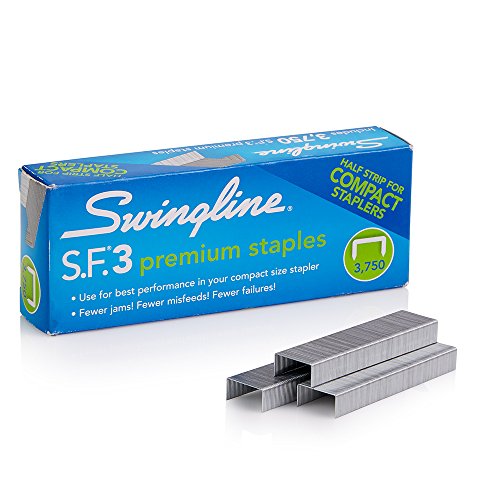 Swingline Staples, S.F. 3, Premium, 1/4" Length, Half Strips, 105/Strip, 3750/Box, 1 Box (35442)