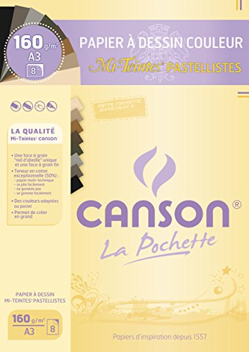 Canson Mi-Teintes Papier à dessin A3 29,7 x 42 cm 8 feuilles Pastellistes