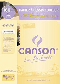 Canson Mi-Teintes Papier à dessin A3 29,7 x 42 cm 8 feuilles Pastellistes