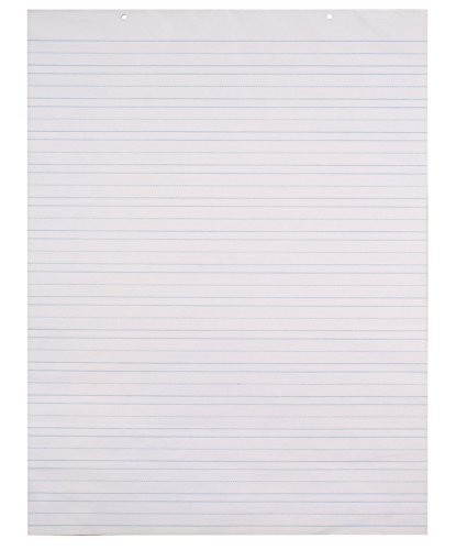School Smart Primary Chart Paper, 24 x 32 Inches, Ruled 1-1/2 Inch with Dotted Midline, White, 70 Sheets