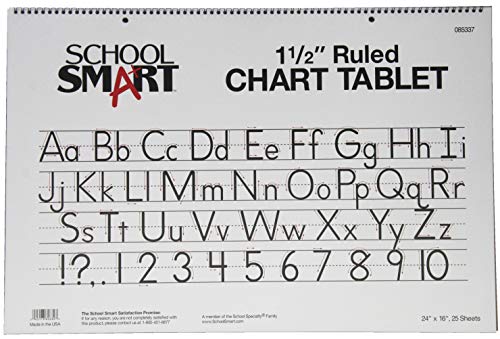 Book Cover School Smart Chart Tablet, 24 x 16 Inches, 1-1/2 Inch Skip Line, 25 Sheets