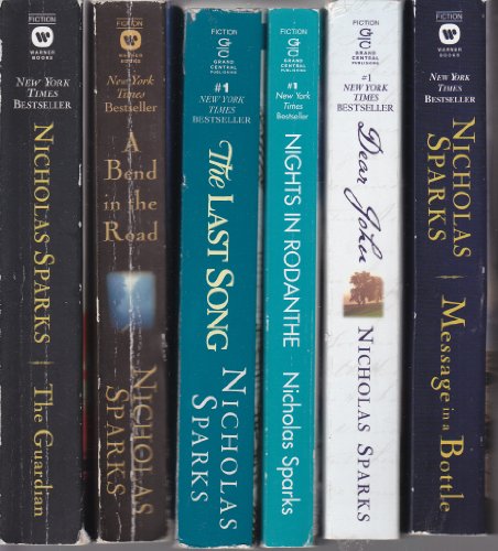 6 Nicholas Sparks Books: Dear John / Message in a Bottle / Nights in Rodanthe / The Last Song / A Bend in the Road / The Guardian