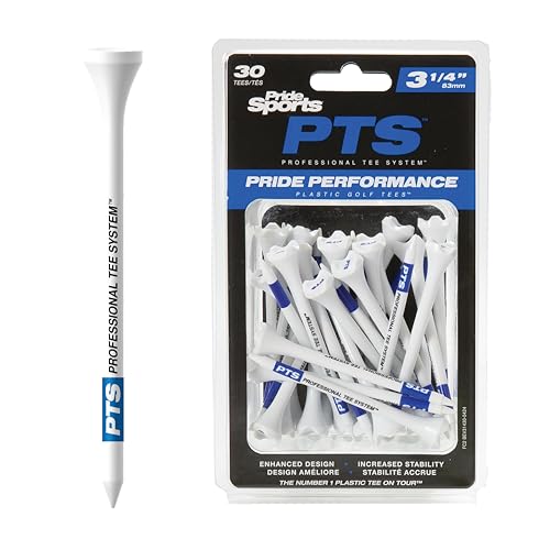 PrideSports PTS Plastic Golf Tees | 30 Count, 3-1/4 Inch | #1 Plastic Tee on Tour | Best for Drivers & Woods