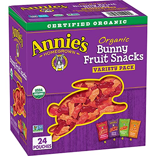 Book Cover Annie's Organic Bunny Fruit Snacks, Variety Pack, Gluten Free, Vegan, 24 ct