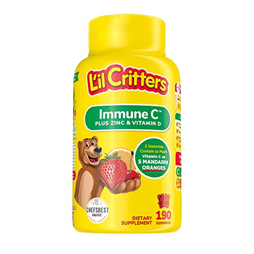 Book Cover Lil Critters Kids Immune C Gummy Supplement: Vitamins C, D3 & Zinc for Immune Support, 60 or 120mg Vitamin C Per Serving, 190 Count (95-190 Day Supply), from Americaâ€™s No. 1 Kids Gummy Vitamin Brand