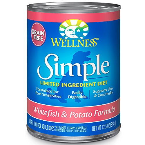 Wellness Simple Natural Grain Free Wet Canned Limited Ingredient Dog Food, Whitefish & Potato, 12.5-Ounce Can (Pack Of 12)