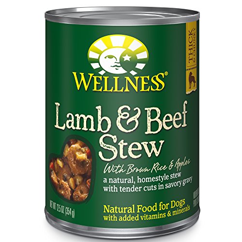 Wellness Thick & Chunky Natural Canned Dog Food, Lamb & Beef Stew, 12.5-Ounce Can (Pack of 12)