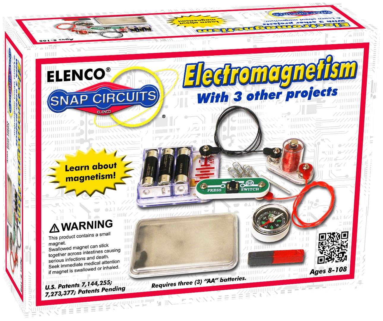 Book Cover Snap Circuits Electromagnetism Exploration Kit | 4 Electromagnetic Projects | 4-Color Project Manual | Lots of STEM Fun