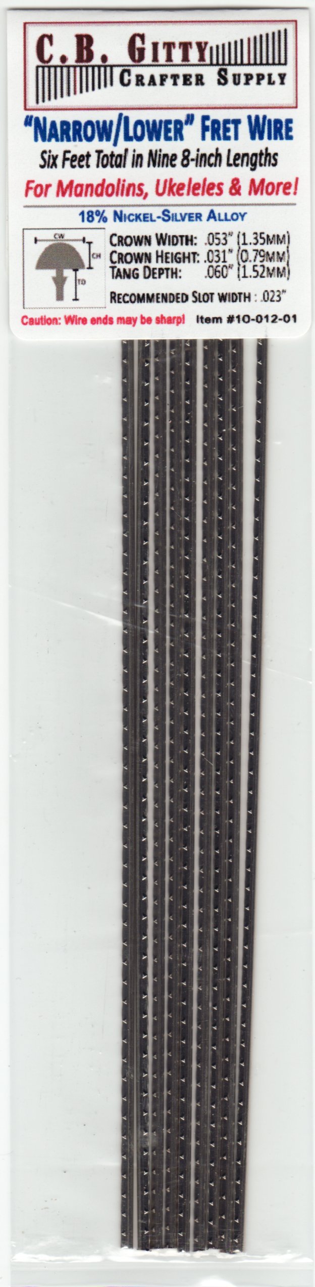 Book Cover 6-foot set of Narrow-Lower Fret Wire for Mandolin, Ukulele, Dulcimer & More