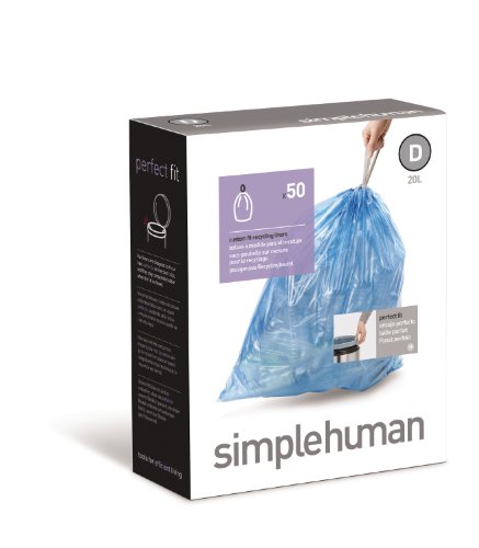 Book Cover simplehuman Custom Fit Trash Can Recycling Liner D, 20 L / 5.2 Gal, 50-Count Box
