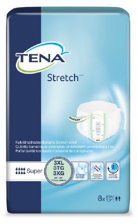 Tena Bariatric Briefs 3XL XXXL, Case/32 (4/8s), Waists 64 - 95 in.