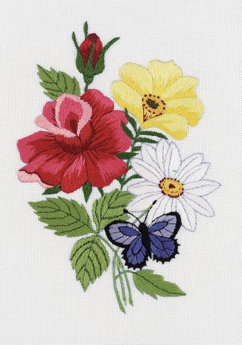 Janlynn 004-0853 Embroidery Kit, 7-Inch by 5-Inch, Butterfly Floral