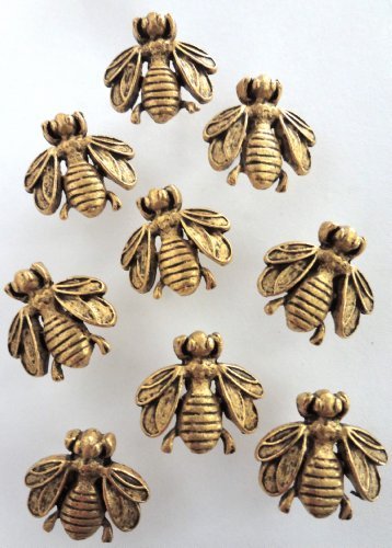 Bumble Bee Decorative Push Pins, Qty 15, Handmade Metal Nature Thumb Tack, Gold Finish