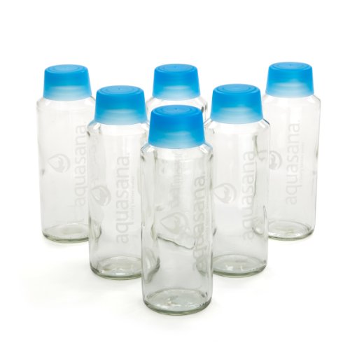 Book Cover Aquasana Glass Water Bottles and BPA Free Lid, 18-oz, 6-Pack