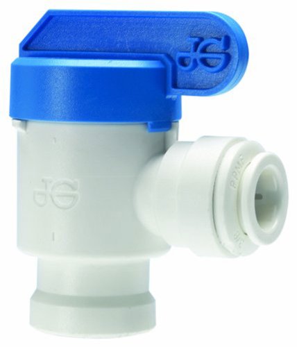 JOHN GUEST USA PPSV501222WP Push-Fit Elbow Shut-Off Valve, 3/8" x 1/4"