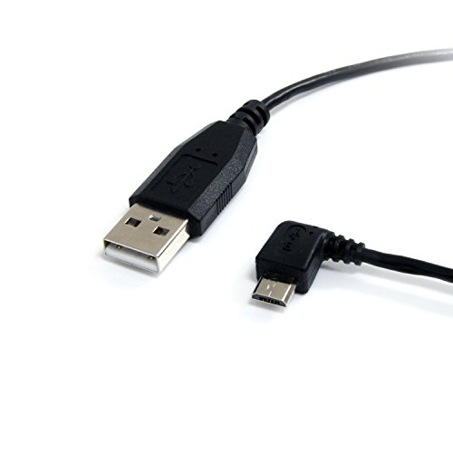 StarTech.com 1 ft. (0.3 m) USB to Micro USB Cable - USB 2.0 A to Left Angle Micro B - Black - Micro USB Cable (UUSBHAUB1LA)