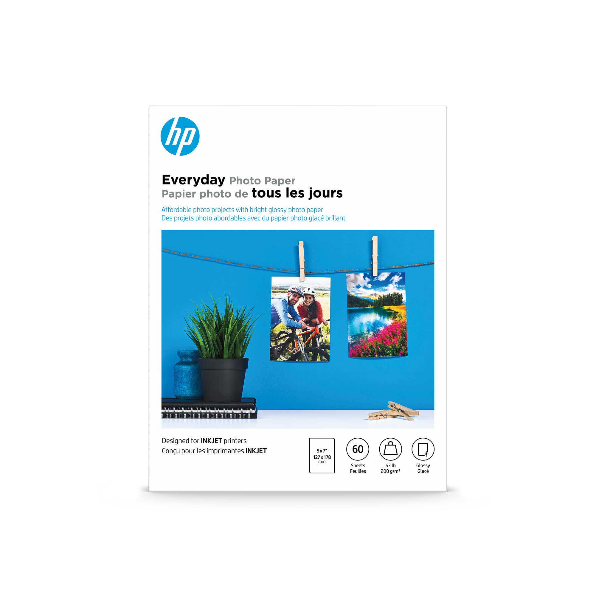 Book Cover HP Everyday Photo Paper, Glossy, 5x7 in, 60 sheets (CH097A)