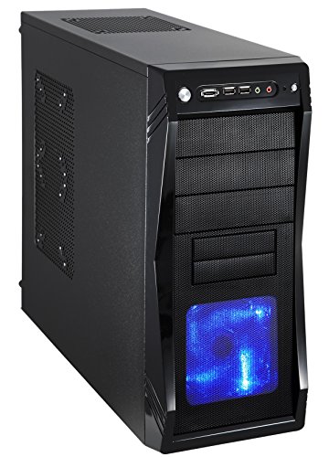 Rosewill ATX Mid Tower Gaming Computer Case, Gaming Case with Blue LED for Desktop / PC and 3 Case Fans Pre-Installed, Front I/O Access Ports (CHALLENGER)