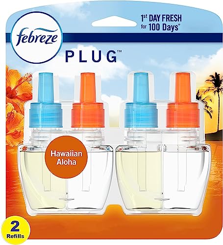 Febreze Odor-Fighting Fade Defy PLUG Air Freshener Refill, Hawaiian Aloha, (2) .87 fl. oz. Oil Refills