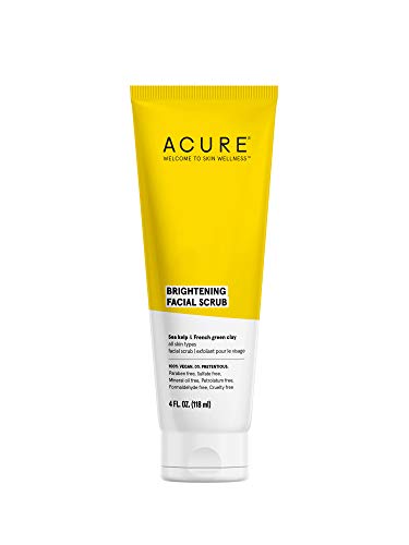 Book Cover Acure Brightening Facial Scrub |100% Vegan |For A Brighter Appearance | Sea Kelp & French Green Clay - Softens, Detoxifies and Cleanses | All Skin Types | 4 Fl Oz (Packaging May Vary)