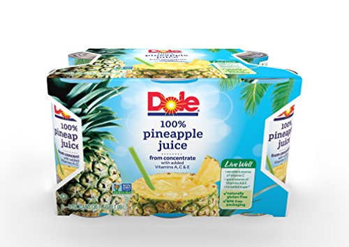 DOLE 100% Pineapple Juice, 6 Ounce Can (Pack of 48)
