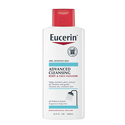 Book Cover Eucerin Advanced Cleansing Body and Face Cleanser - Fragrance and Soap Free for Dry, Sensitive Skin - 16.9 fl. oz Bottle