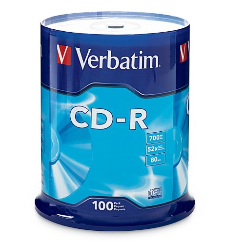 Book Cover Verbatim CD-R Blank Discs 700MB 80 Minutes 52X Recordable Disc for Data and Music - 100pk Spindle Frustration Free Packaging