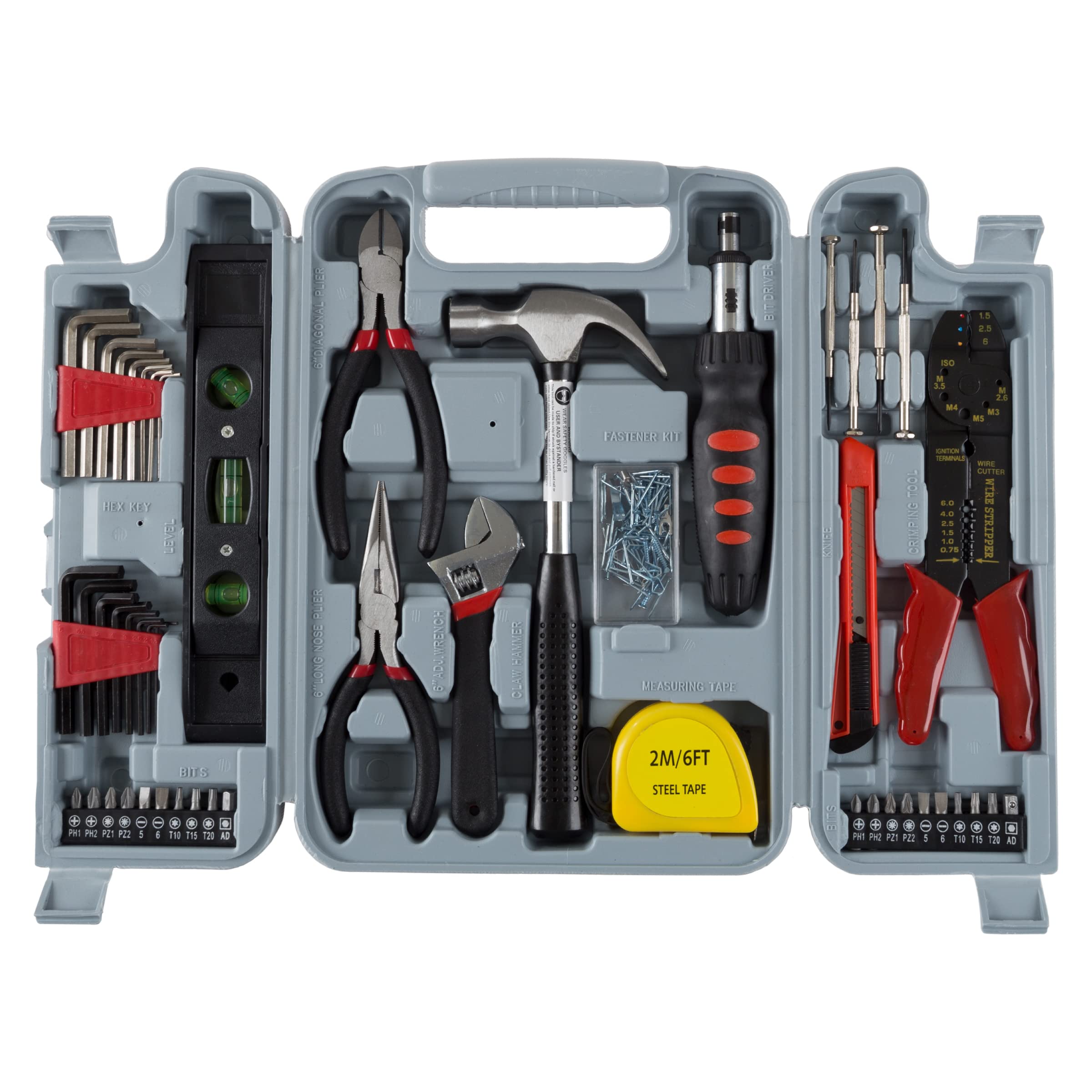 Book Cover 130-Piece Tool Kit - Tools and Home Improvement Set with Hammer, Wrenches, Screwdriver, Pliers, and More - Tool Box for Projects by Stalwart 130 pc Set