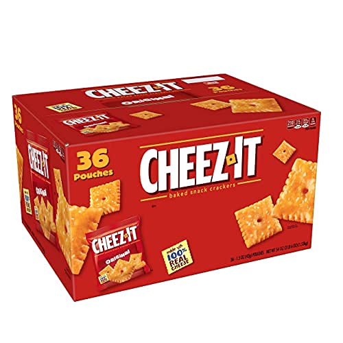 Book Cover Cheez-It Original Cheese Crackers - School Lunch Food, Baked Snack, Single Serve,1.5 oz Bag (Pack of 36)