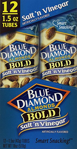 Book Cover Blue Diamond Bold Almonds, 1.5 oz tubes, Salt 'n Vinegar, 12 tubes