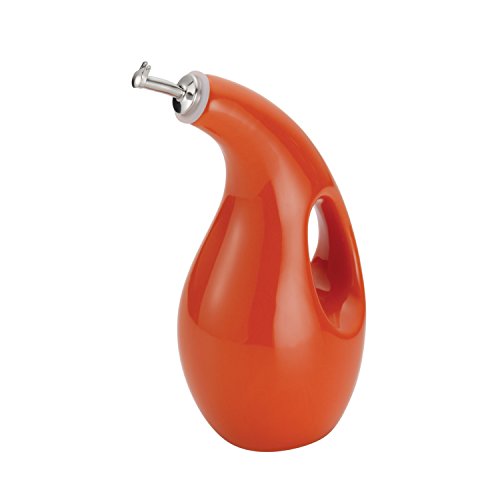 Book Cover Rachael Ray 54894 Solid Glaze Ceramics EVOO Olive Oil Bottle Dispenser with Spout - 1 Piece, Orange
