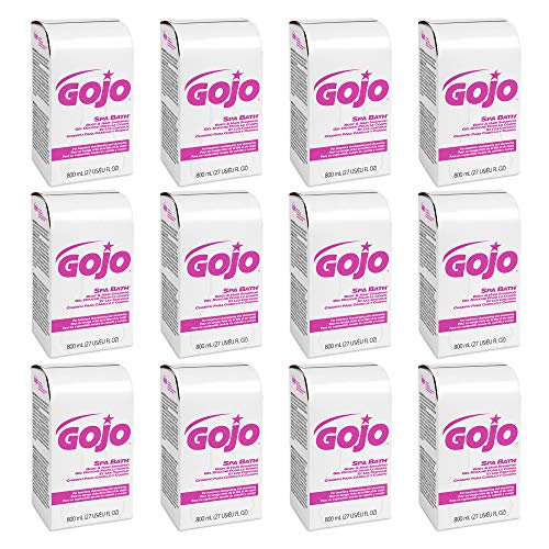 GOJO SPA Bath Body and Hair Shampoo, 800 mL SPA Bath Refill for GOJO 800 Series Bag-in-Box Push-Style Dispenser (Pack of 12) - 9152-12