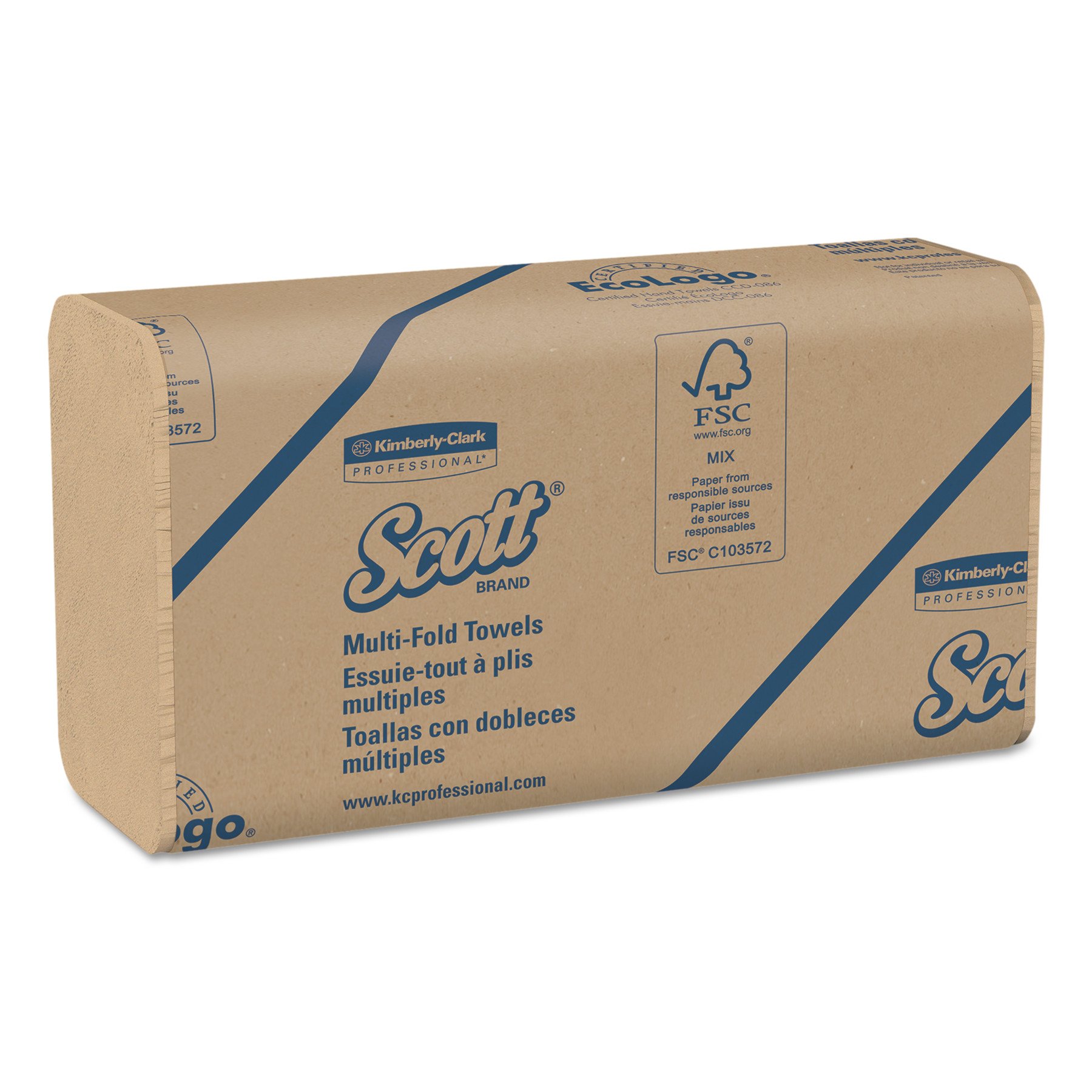 Scott 100% Recycled Fiber Multifold Paper Towels (01801), 9.2â€ x 9.4â€, Brown, 16 Clips / Case, 250 Sheets / Clip, 4,000 Towels / Case