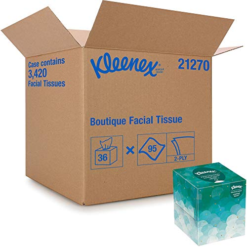 Book Cover Kleenex Professional Facial Tissue Cube for Business (21270), Upright Face Tissue Box, 36 Boxes/Case, 95 Tissues/Box, 3,420 Tissues/Case