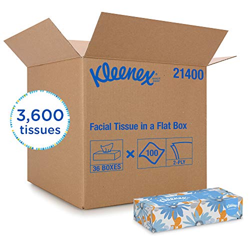 Book Cover Kleenex Professional Facial Tissue for Business (21400), Flat Tissue Boxes, 36 Boxes / Case, 100 Tissues / Box
