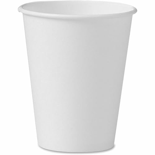 SOLO Cup Company 378W2050 Single-Sided Poly Paper Hot Cups, 8oz, White, 50 Per Bag (Case of 20 Bags)