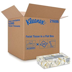 Kleenex Professional Facial Tissue for Business (21606), Flat Tissue Boxes, 48 Boxes/Case, 125 Tissues/Box