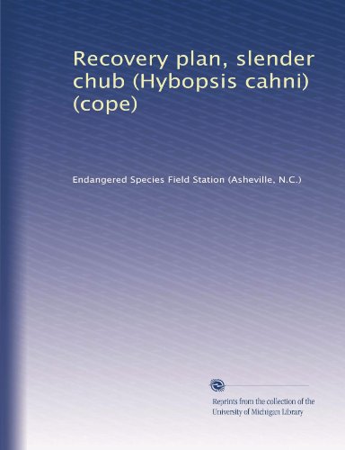 Recovery plan, slender chub (Hybopsis cahni) (cope)
