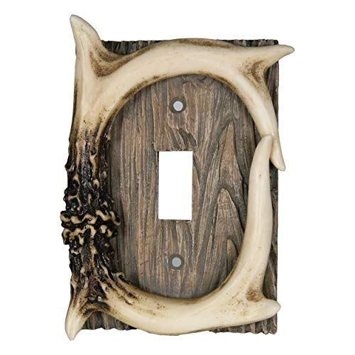Book Cover River's Edge Products Electrical Cover Plate Switch Single - Antler, Fits 1 Standard Light Switches, Screws Included