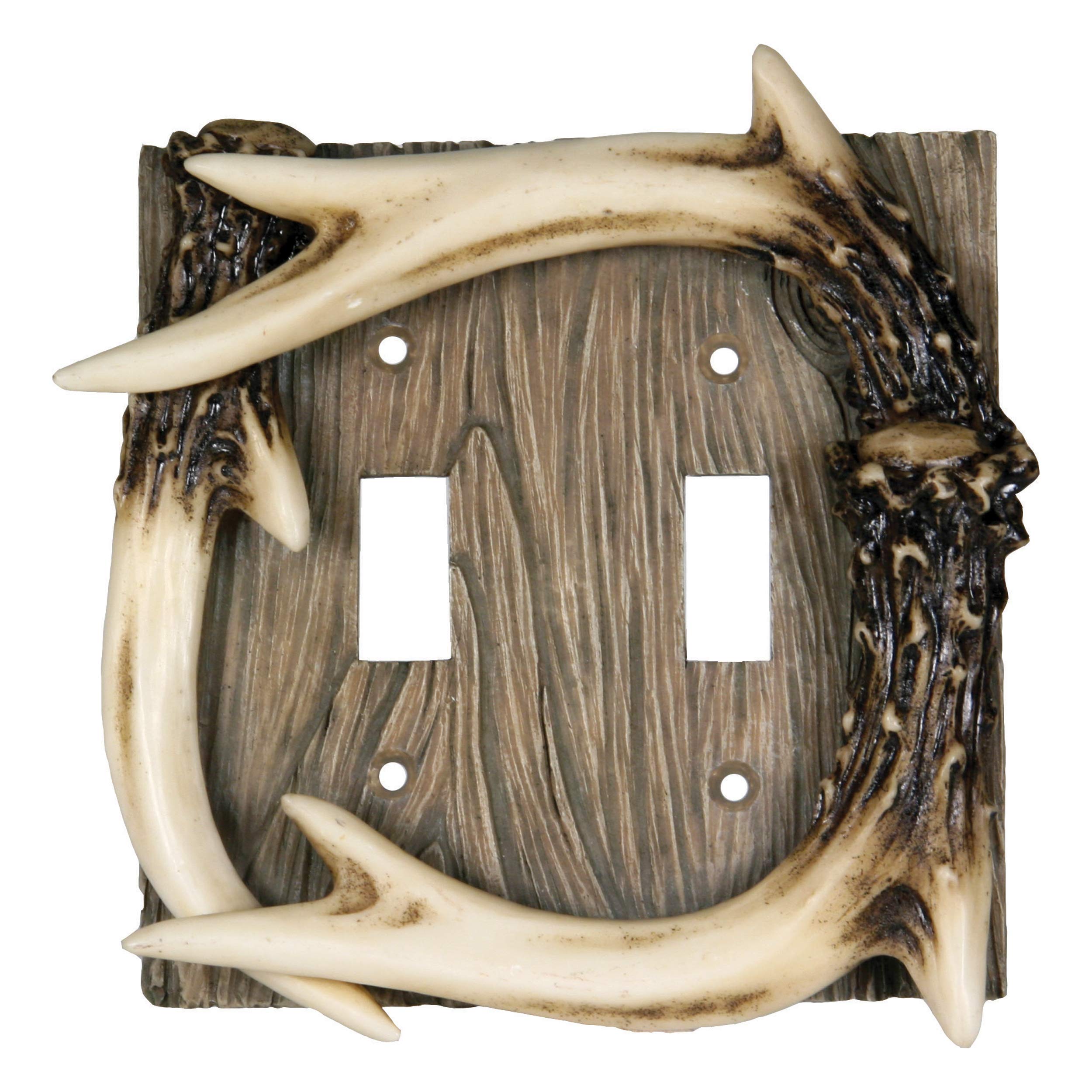 Book Cover Rivers Edge Products Electrical Cover Plate Switch Double - Antler, Fits 2 Standard Light Switches, Screws Included