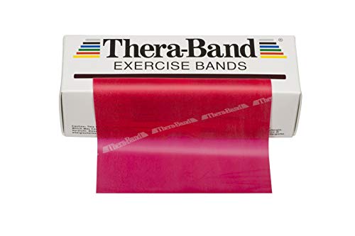 THERABAND Resistance Bands, 6 Yard Roll Professional Latex Elastic Band For Upper Body, Lower Body, & Core Exercise, Physical Therapy, Pilates, At-Home Workouts, & Rehab, Red, Medium, Beginner Level 3