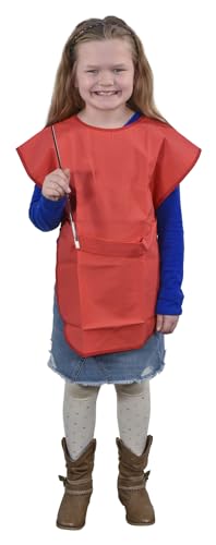 School Smart Vinyl Art Smock Apron, 22 x 16 Inches, Red