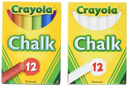 Book Cover Crayola Non-Toxic White Chalk(12 ct box)and Colored Chalk(12 ct box) Bundle