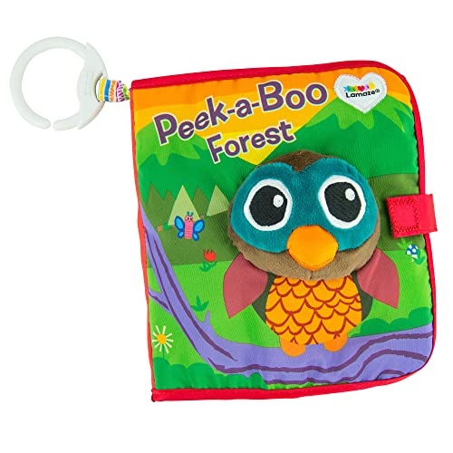 Book Cover Lamaze Peek-A-Boo Forest Soft Baby Book - Clip-On Cloth Book - Washable Crinkling Fabric Pages for Sensory Play - Teething and Learning Toys for Babies - 6 Months and Up