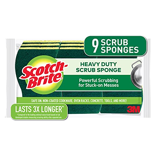 Book Cover Scotch-Brite Heavy Duty Scrub Sponges, For Washing Dishes and Kitchen Use, 9 Scrub Sponges