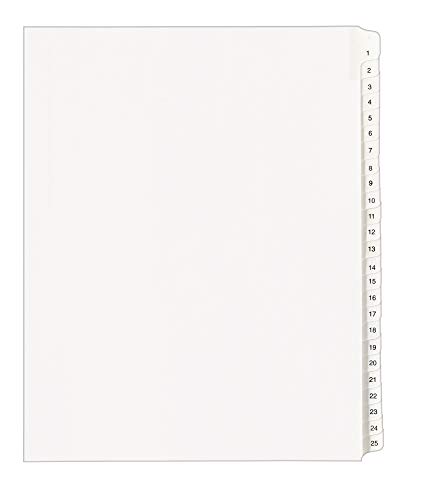 Book Cover Avery Collated Legal Exhibit Dividers for 3 Ring Binders, Tabs 1-25, White, 1 Set (01701)
