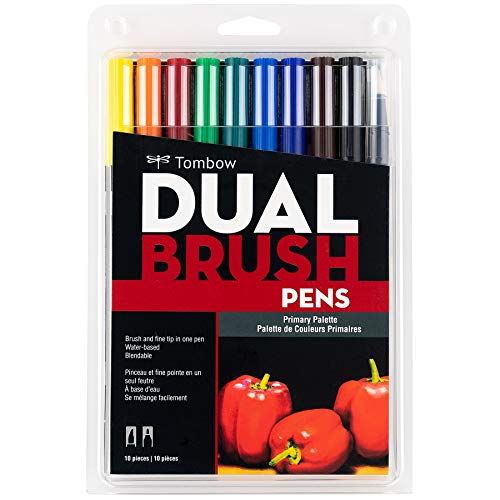 Book Cover Tombow Primary Dual Brush Pens, Pack of 10, Multi-Colour