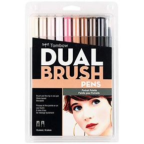 Tombow 56170 Dual Brush Pen Art Markers, Portrait, 10-Pack. Blendable, Brush and Fine Tip Markers